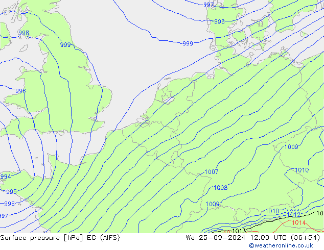 Surface pressure EC (AIFS) We 25.09.2024 12 UTC