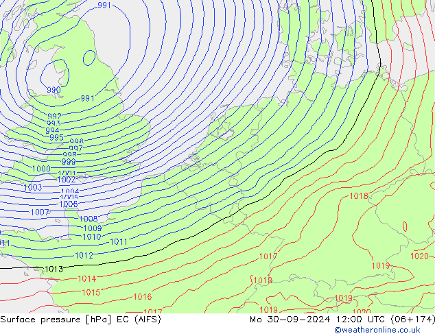 pression de l'air EC (AIFS) lun 30.09.2024 12 UTC