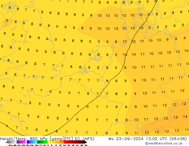 Height/Temp. 850 hPa EC (AIFS) Mo 23.09.2024 12 UTC