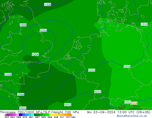 Schichtdicke 700-1000 hPa EC (AIFS) Mo 23.09.2024 12 UTC