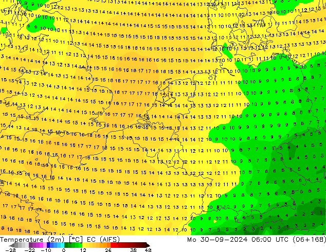 Temperaturkarte (2m) EC (AIFS) Mo 30.09.2024 06 UTC