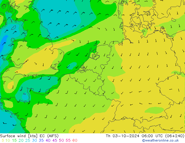 Bodenwind EC (AIFS) Do 03.10.2024 06 UTC