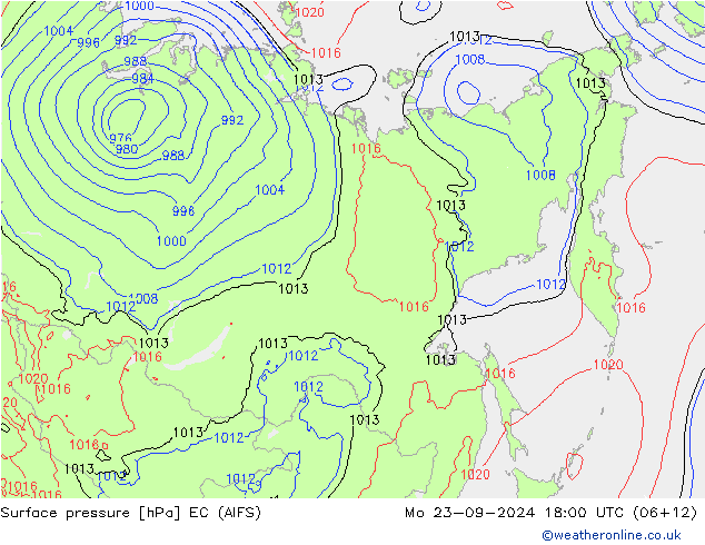 Surface pressure EC (AIFS) Mo 23.09.2024 18 UTC