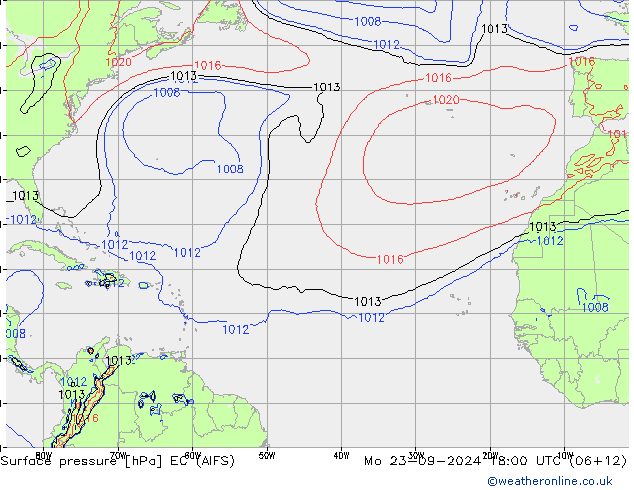 Surface pressure EC (AIFS) Mo 23.09.2024 18 UTC