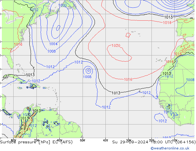 Surface pressure EC (AIFS) Su 29.09.2024 18 UTC