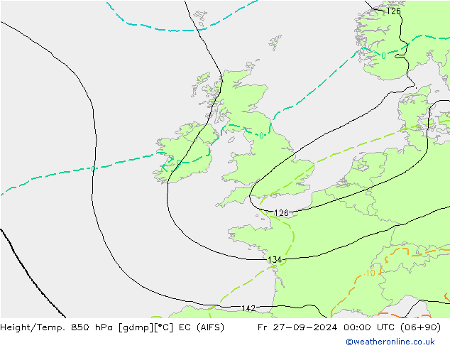 Yükseklik/Sıc. 850 hPa EC (AIFS) Cu 27.09.2024 00 UTC