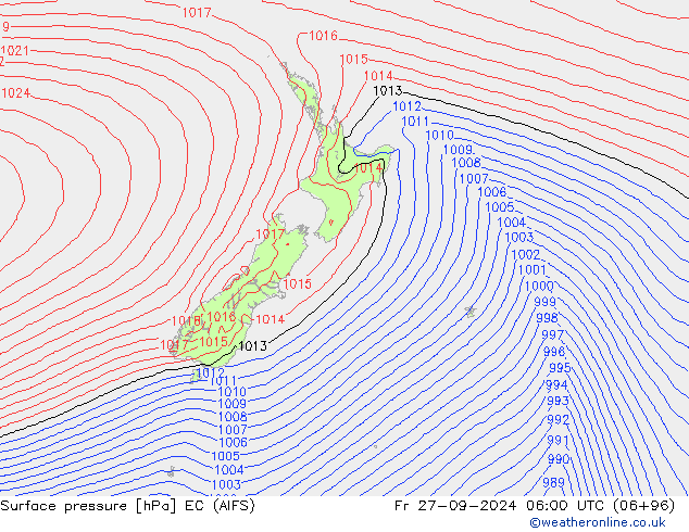 Surface pressure EC (AIFS) Fr 27.09.2024 06 UTC