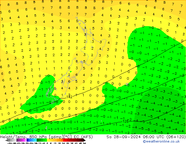 Height/Temp. 850 hPa EC (AIFS) sab 28.09.2024 06 UTC