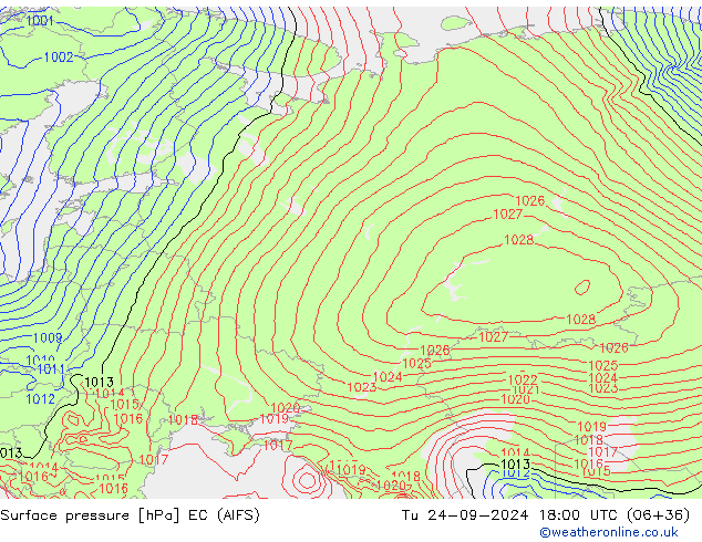 pressão do solo EC (AIFS) Ter 24.09.2024 18 UTC