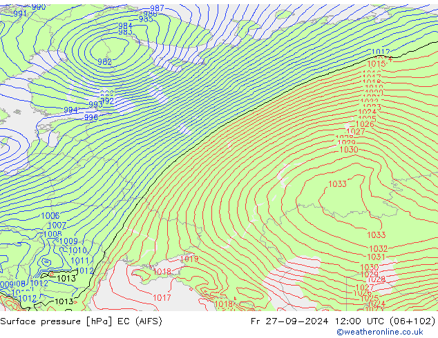 pressão do solo EC (AIFS) Sex 27.09.2024 12 UTC