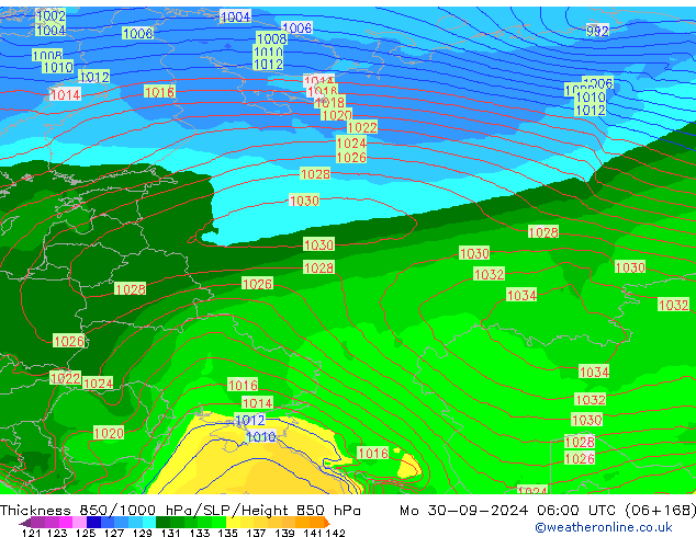 Thck 850-1000 hPa EC (AIFS) Mo 30.09.2024 06 UTC