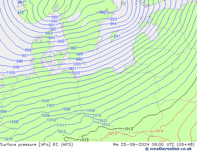 ciśnienie EC (AIFS) śro. 25.09.2024 06 UTC