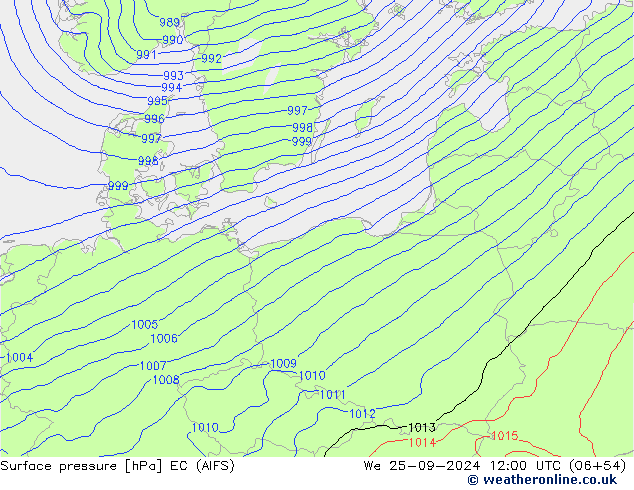 Surface pressure EC (AIFS) We 25.09.2024 12 UTC