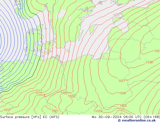 pression de l'air EC (AIFS) lun 30.09.2024 06 UTC