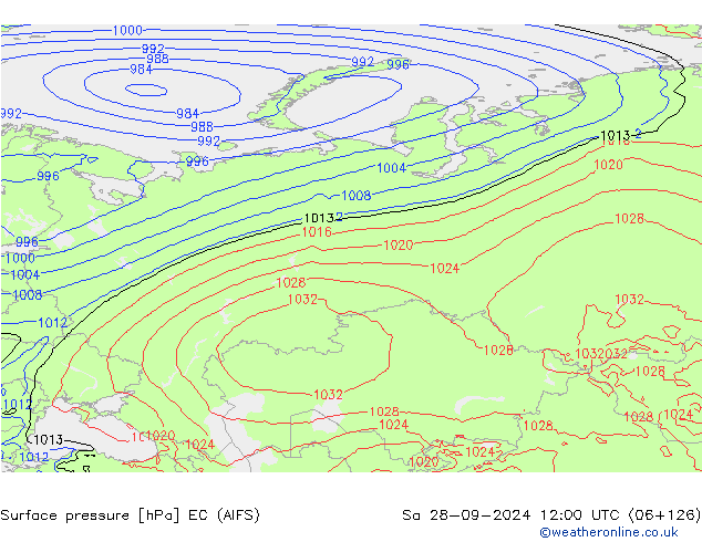 приземное давление EC (AIFS) сб 28.09.2024 12 UTC