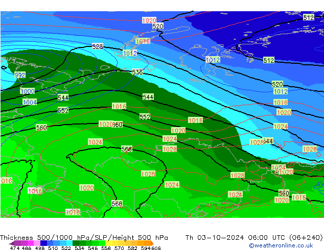 Thck 500-1000гПа EC (AIFS) чт 03.10.2024 06 UTC