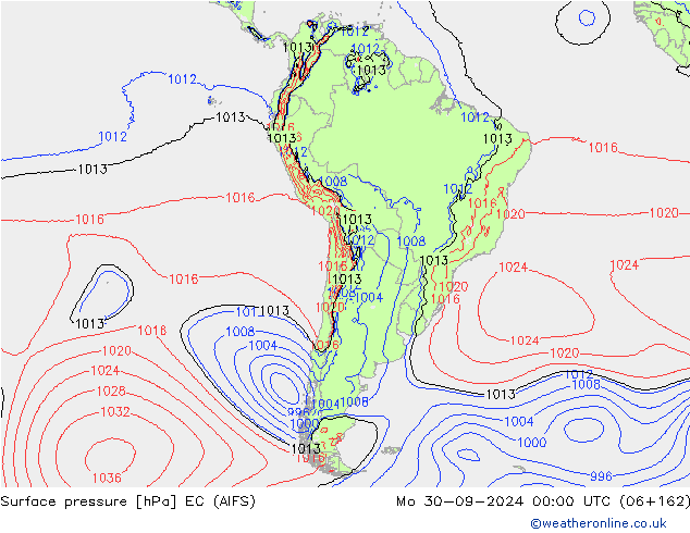 pression de l'air EC (AIFS) lun 30.09.2024 00 UTC