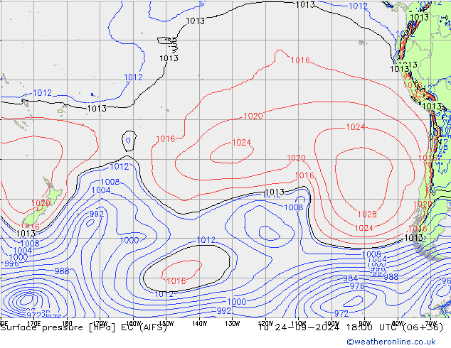 Presión superficial EC (AIFS) mar 24.09.2024 18 UTC