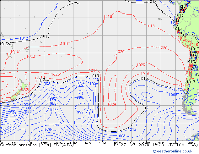 Pressione al suolo EC (AIFS) ven 27.09.2024 18 UTC