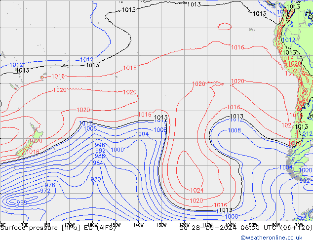 Surface pressure EC (AIFS) Sa 28.09.2024 06 UTC