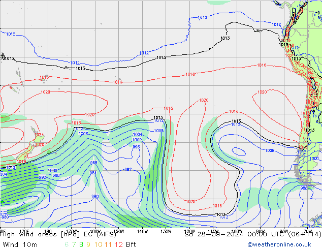 High wind areas EC (AIFS) So 28.09.2024 00 UTC