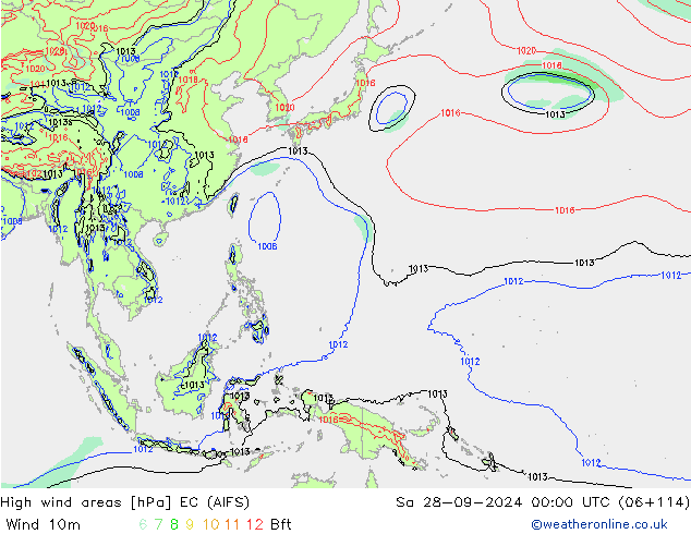 High wind areas EC (AIFS) Sa 28.09.2024 00 UTC