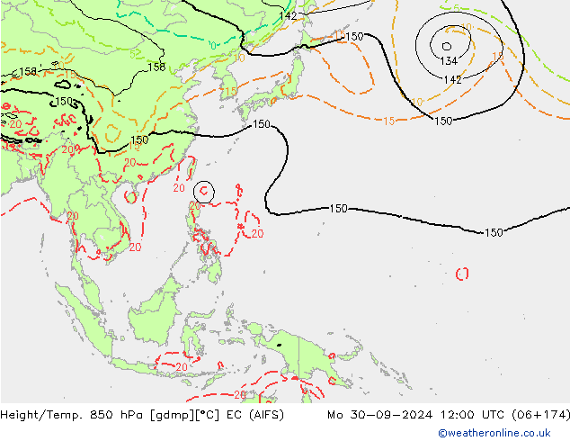 Height/Temp. 850 hPa EC (AIFS) lun 30.09.2024 12 UTC