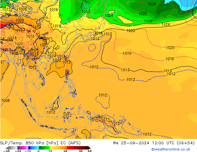 SLP/Temp. 850 hPa EC (AIFS) Mi 25.09.2024 12 UTC