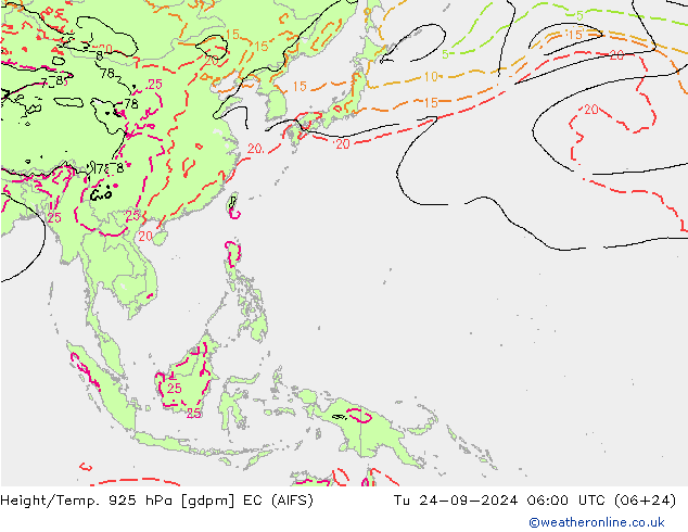 Height/Temp. 925 hPa EC (AIFS) Tu 24.09.2024 06 UTC