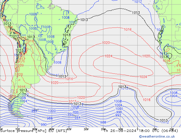 Presión superficial EC (AIFS) jue 26.09.2024 18 UTC