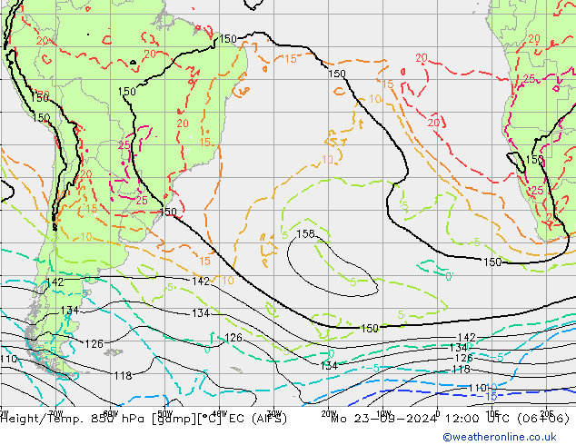 Height/Temp. 850 hPa EC (AIFS) pon. 23.09.2024 12 UTC