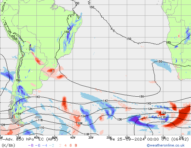 T-Adv. 850 hPa EC (AIFS) mer 25.09.2024 00 UTC