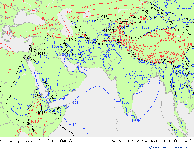 Surface pressure EC (AIFS) We 25.09.2024 06 UTC