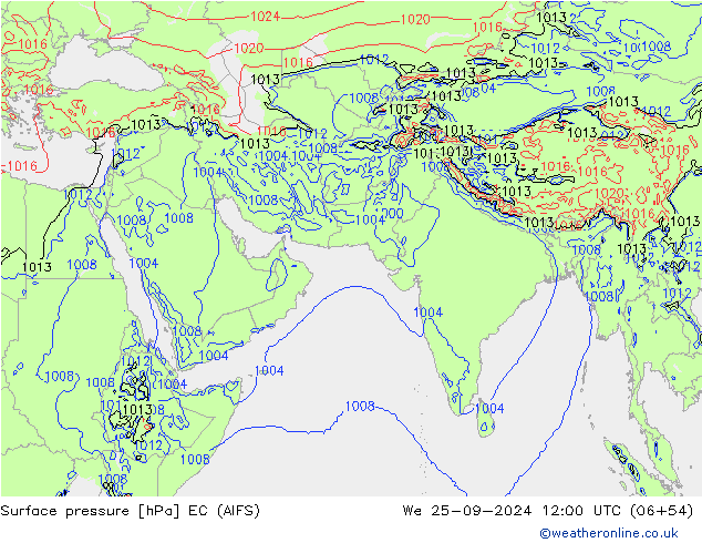 Surface pressure EC (AIFS) We 25.09.2024 12 UTC