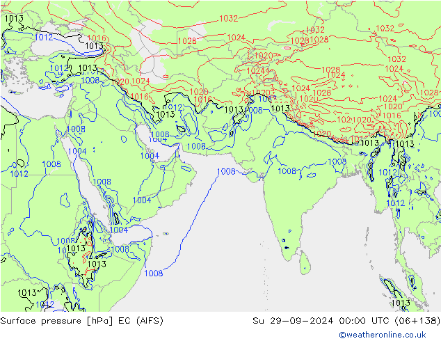 Presión superficial EC (AIFS) dom 29.09.2024 00 UTC