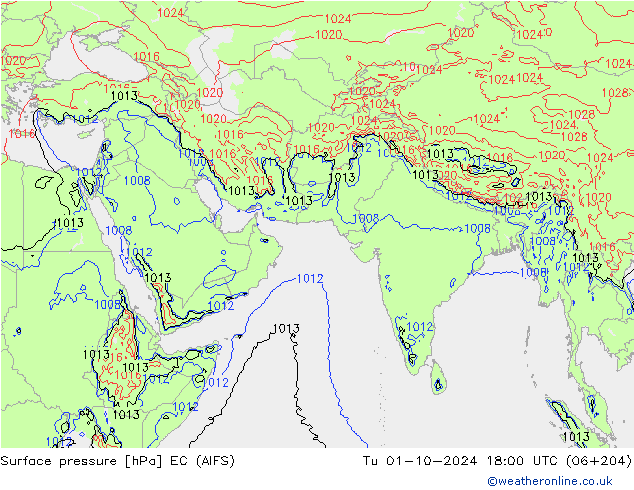 Pressione al suolo EC (AIFS) mar 01.10.2024 18 UTC