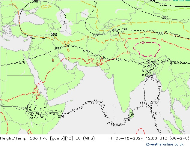 Height/Temp. 500 hPa EC (AIFS) Th 03.10.2024 12 UTC