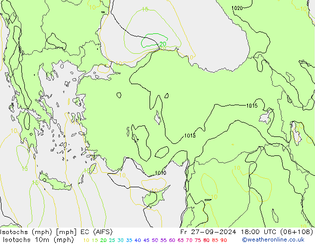 Isotachs (mph) EC (AIFS) Fr 27.09.2024 18 UTC