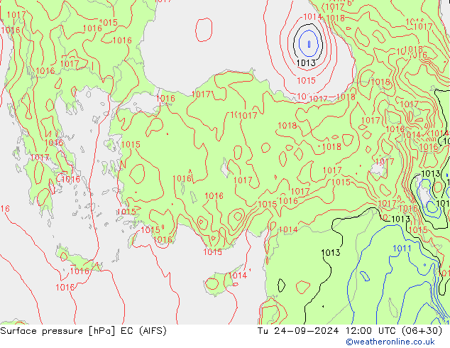 Surface pressure EC (AIFS) Tu 24.09.2024 12 UTC