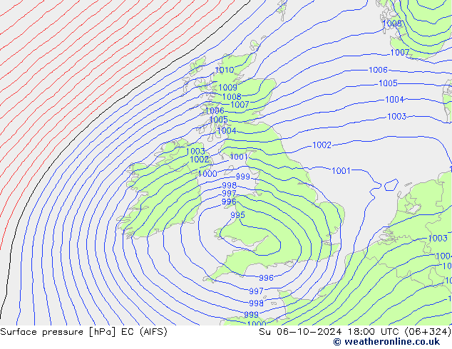 Surface pressure EC (AIFS) Su 06.10.2024 18 UTC