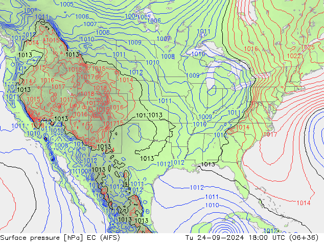 pression de l'air EC (AIFS) mar 24.09.2024 18 UTC