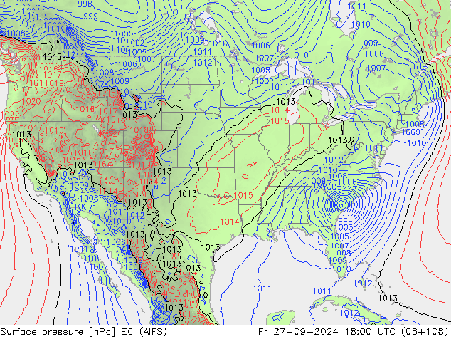 Surface pressure EC (AIFS) Fr 27.09.2024 18 UTC