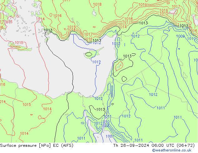 Atmosférický tlak EC (AIFS) Čt 26.09.2024 06 UTC