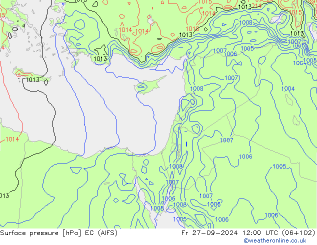 ciśnienie EC (AIFS) pt. 27.09.2024 12 UTC