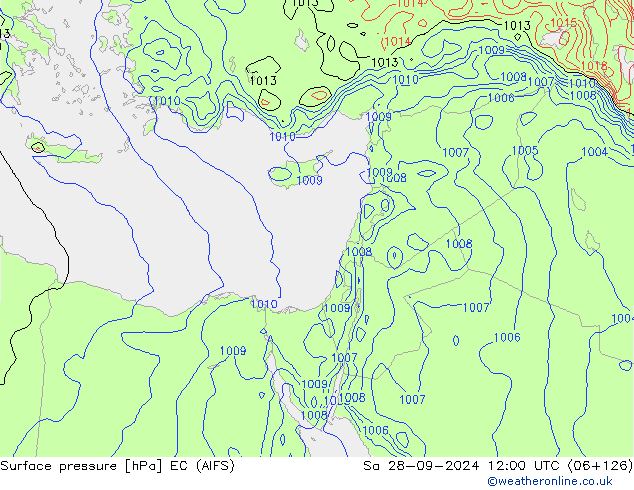 ciśnienie EC (AIFS) so. 28.09.2024 12 UTC