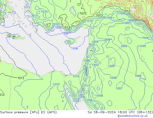 Surface pressure EC (AIFS) Sa 28.09.2024 18 UTC