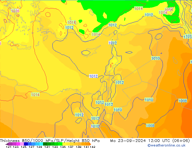 Thck 850-1000 hPa EC (AIFS) Po 23.09.2024 12 UTC