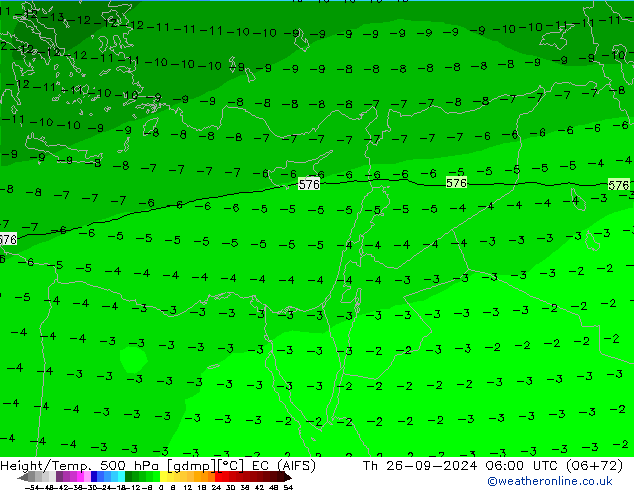 Height/Temp. 500 hPa EC (AIFS) gio 26.09.2024 06 UTC