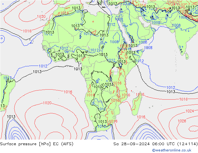 Surface pressure EC (AIFS) Sa 28.09.2024 06 UTC