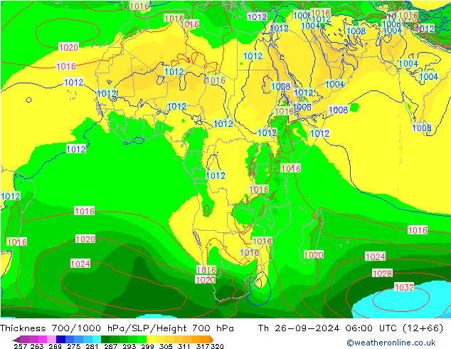 700-1000 hPa Kalınlığı EC (AIFS) Per 26.09.2024 06 UTC